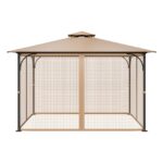 VEVOR Gazebo Netting Replacement, Fit Most 10 x 12 x 7.3 FT Gazebo, Outdoor Garden Gazebo Net, 4-Panel Sidewall Mesh Gazebo Curtain, Patio Midge Netting with Double Zipper, Canopy Screen (Netting Only)