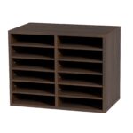 VEVOR Wood Literature Organizer Adjustable File Sorter 12 Compartments Brown