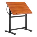 VEVOR Drafting Table Adjustable 0°–90° Tilt Wooden Drawing Desk with H-Frame