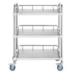 VEVOR Lab Rolling Cart, 3-Shelf Stainless Steel Rolling Cart, Lab Serving Cart with Swivel Casters, Dental Utility Cart for Clinic, Lab,  Hospital, Salon, 26.38"x15.55"x34.13"