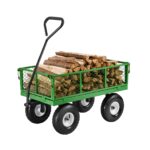 VEVOR 680 Lbs Steel Garden Cart on Wheels, Heavy Duty Garden Wagon Cart Pullable, Metal Outdoor Utility Yard Wagon Carts with 10" Tires, Mesh Removable Sides and 180°Rotating Handle
