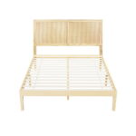 Artiss Bed Frame Double Size with Rattan Headboard Wooden Bed Base BRUNO