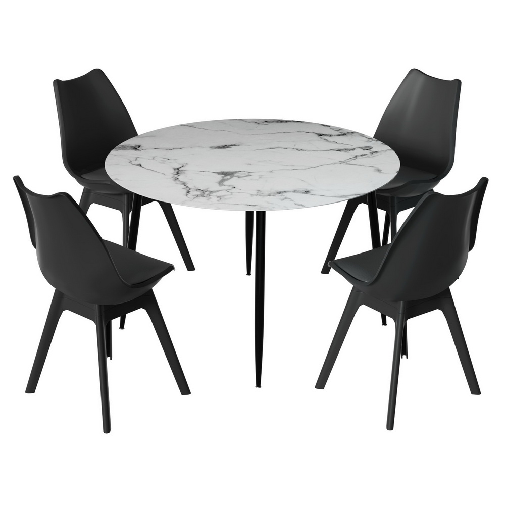 1 Artiss Dining Table and 4 Chairs Set Marble Black 1 DSET MAR75 55Y BKX4 217083 00