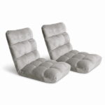 Artiss 2X Lounge Sofa Bed Flannel Fabric Grey