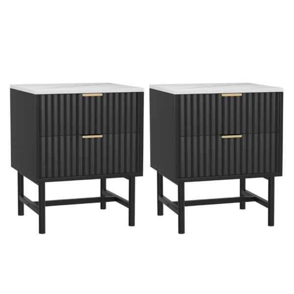 Artiss 2x Bedside Table 2 Drawers – Black