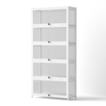 Artiss 5-Tier Display Cabinet Storage Bookshelf Clear Shelf White