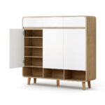 Artiss Shoe Rack Cabinet 25 Pairs Storage Cupboard Pine&White