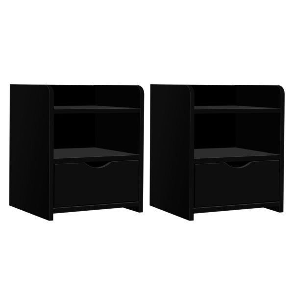 Artiss 2X Bedside Table 1 Drawer with Shelf – FARA Black