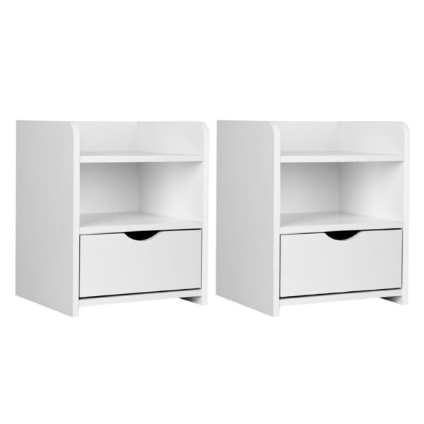 Artiss 2X Bedside Table 1 Drawer with Shelf – FARA White