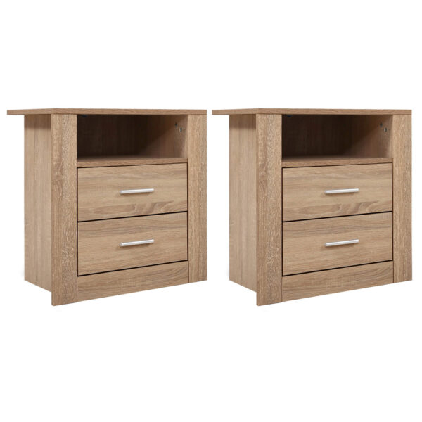 Artiss 2X Bedside Table 2 Drawers with Shelf – TARA Oak