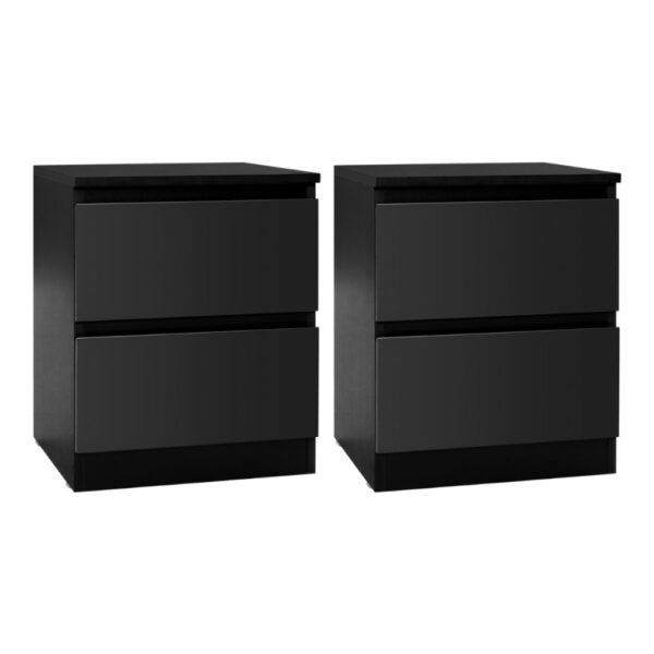Artiss 2x Bedside Table 2 Drawers – PEPE Black