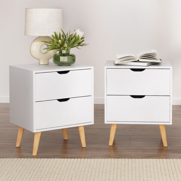 Artiss 2X Bedside Table 2 Drawers – BODEN White