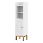 Artiss Bathroom Storage Cabinet Floor Organizer Toilet Corner Adjustable Shelf with Door White