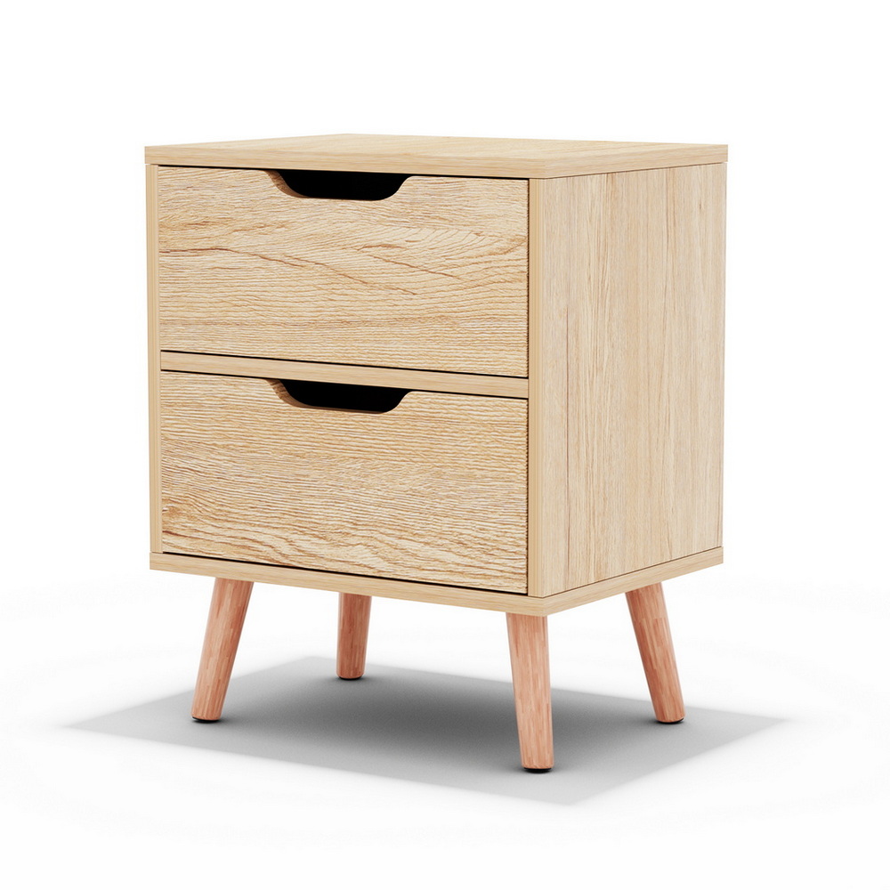 Artiss Bedside Table 2 Drawers Nightstand – BODEN Pine