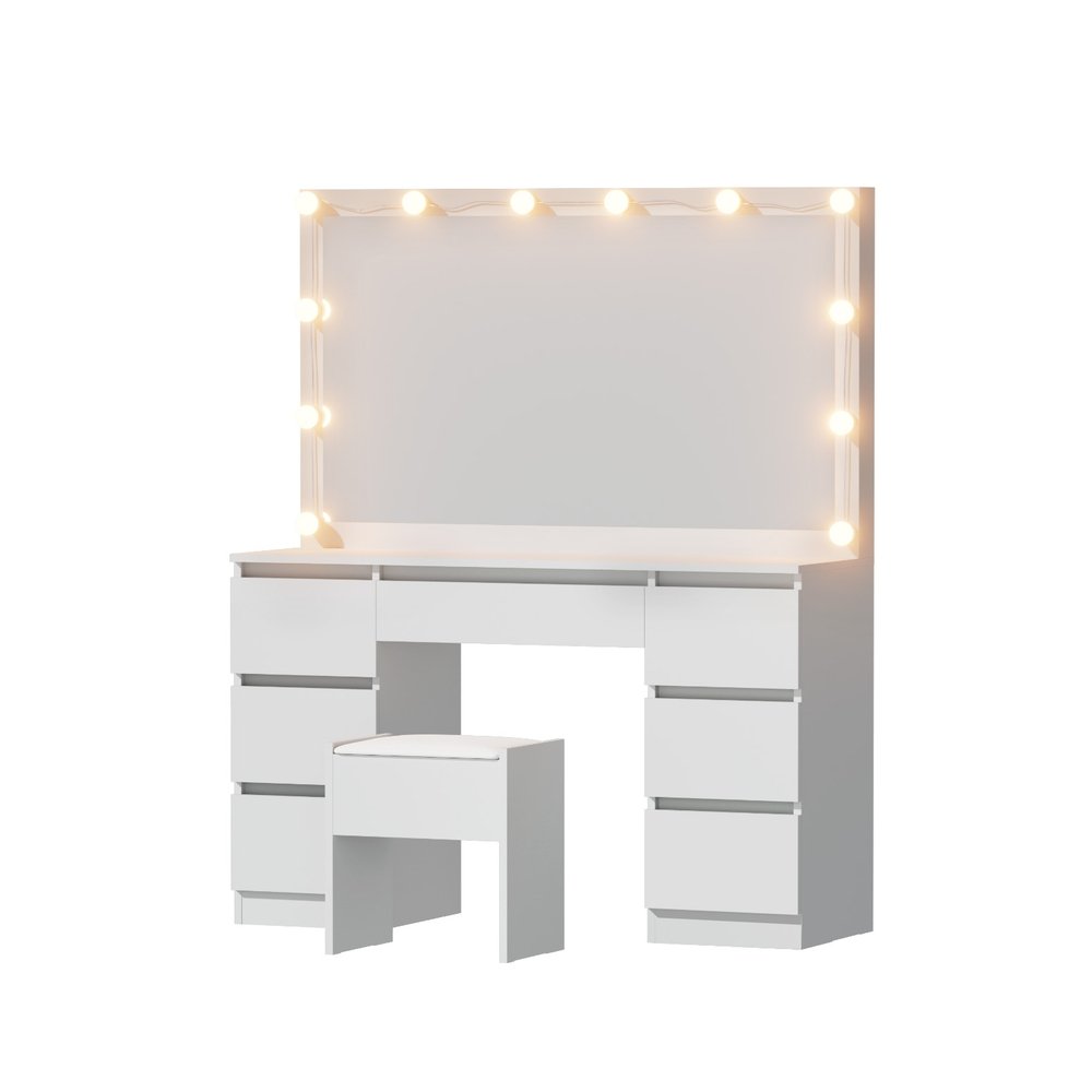 Artiss Dressing Table Vanity Desk Set Stool 12 Led Bulbs White