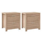 Artiss 2x Bedside Table 2 Drawers - MAXI Pine