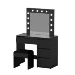 Artiss Dressing Table Set Stool 12 Led Bulbs Black