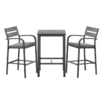 Gardeon 3Pcs Outdoor Bar Set Stools Dining Chairs Table Patio Aluminium Bistro Set Black