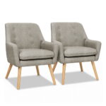 Artiss 2X Armchair Lounge Chair Accent Tub Chair Beige ANNE