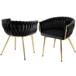 1 Set of 2 Artiss Dining Chairs Velvet Armchair Black