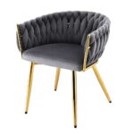 Artiss 1x Dining Chair Armchair Cafe Kitchen Lounge Chairs Velvet Weaving Grey
