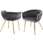 1 Set of 2 Artiss Dining Chairs Velvet Armchair Grey