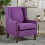 Cecilia Classic Studded Purple Wingback Club Armchair