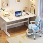 White Height-Adjustable Study Desks/Solid Wood Study Desk/Home Office/1M/1.2M