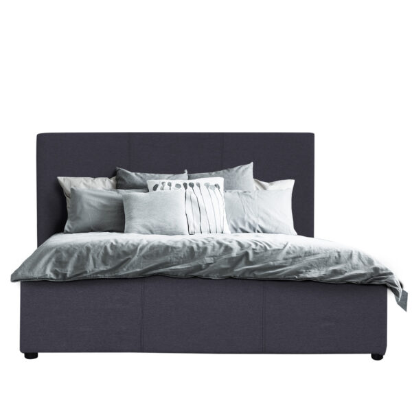 Milano Luxury Gas Lift Bed Frame Base And Headboard With Storage – Double – Charcoal