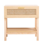 Casa Decor Santiago Rattan Bedside Table Drawers Table Nightstand Cabinet Oak