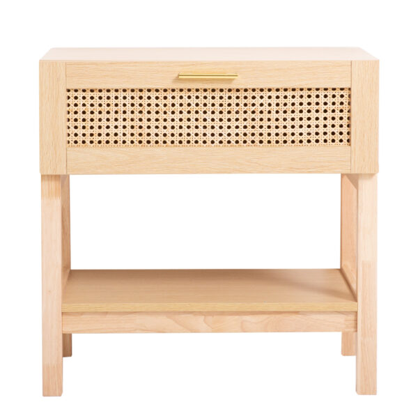 Casa Decor Santiago Rattan Bedside Table Drawers Table Nightstand Cabinet Oak
