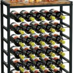 6-Tier Freestanding Wine Rack for 30 Bottles with Wood Countertop and Sturdy Metal Frame