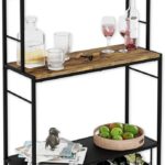 CARLA HOME Large Wine Rack for 20 Bottles with Wood Countertop and Sturdy Metal Frame