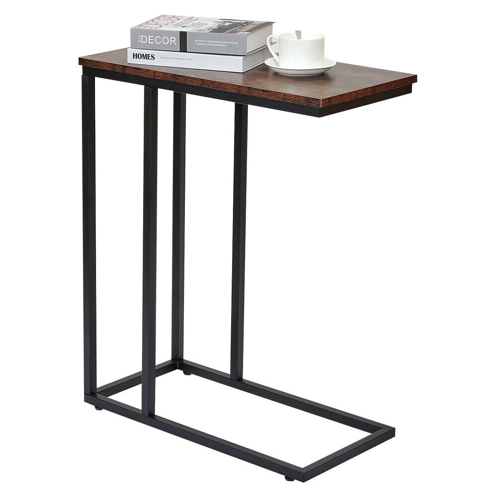 C-Shaped Sofa Side End Table Metal Frame Laptop Tray – All Family