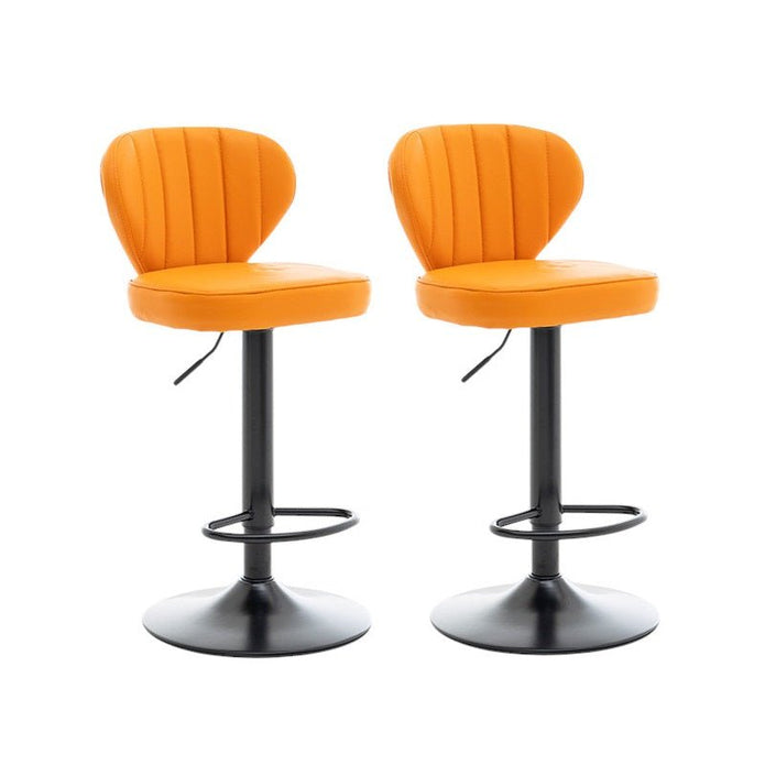 SERENITÃ Bar Stools Kitchen Bar Stool Leather Barstools Swivel Gas Lift Counter Chairs BS8405 Orange