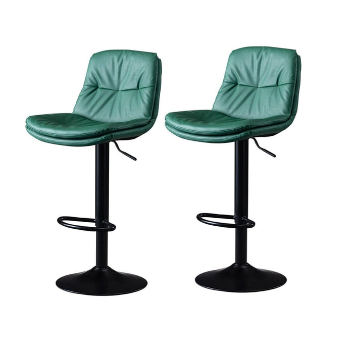 SERENITÃ Bar Stools Kitchen Bar Stool Leather Barstools Swivel Gas Lift Counter Chairs BS8406 Green