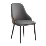 VELLUTO Dining Chair Modern upholstered Leather Kitchen Chairs with armrests Bathtub Chair Leisure Lounge Chair Living Room Bedroom Home Set of 2(Dark Grey)