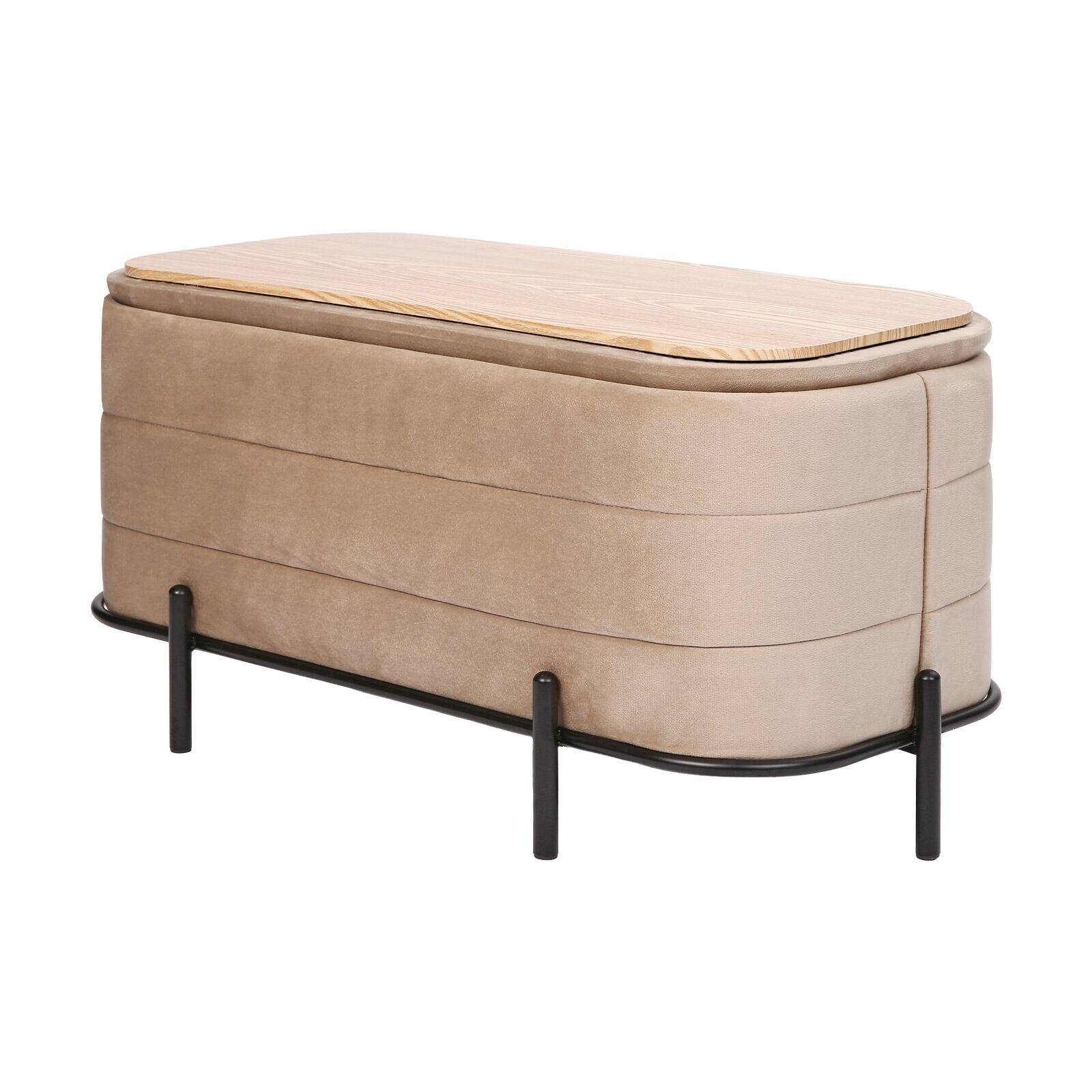 La Bella Coffee Table Storage Ottoman – Velvet Blanket Box Bench DEMI – CAMEL BEIGE