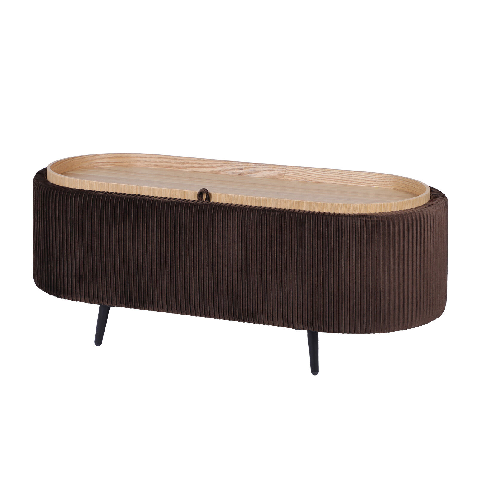 Coffee Table Storage Ottoman – Velvet Padded Blanket Box Bench IRENE BROWN