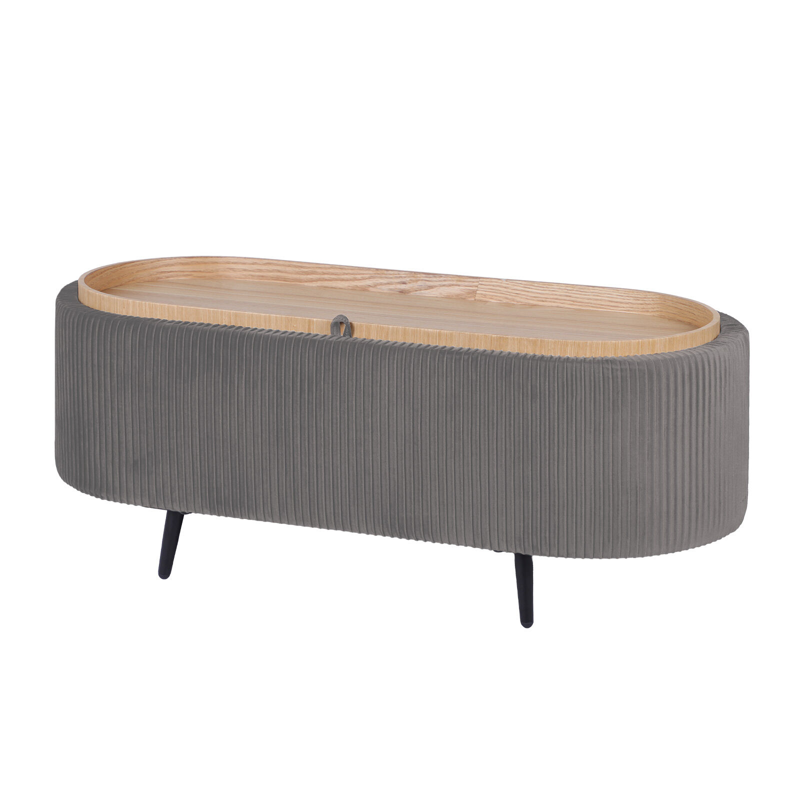 Coffee Table Storage Ottoman – Velvet Padded Blanket Box Bench IRENE GREY