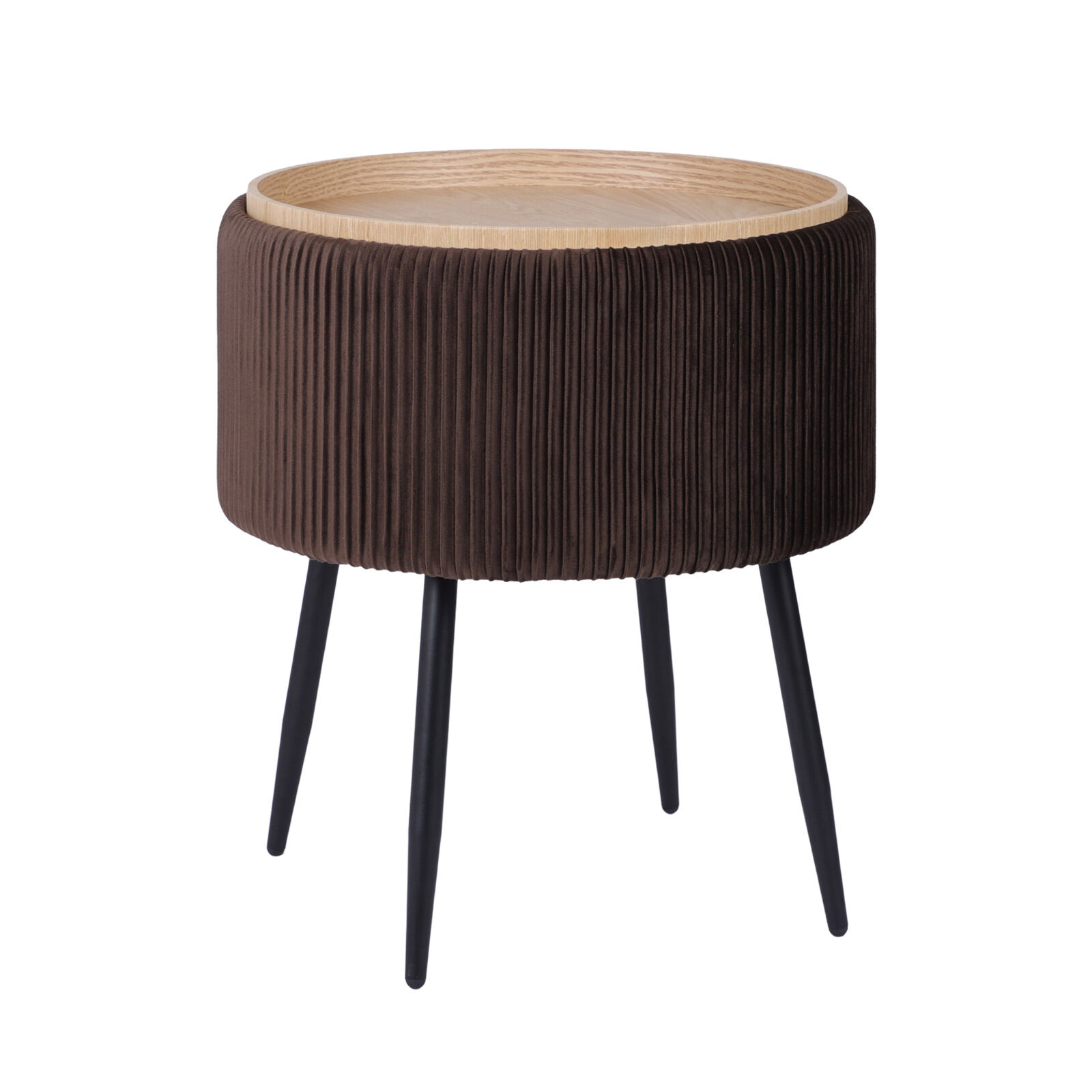 Side Table Storage Ottoman – Velvet Padded Stool Vanity Footstool CLEO BROWN