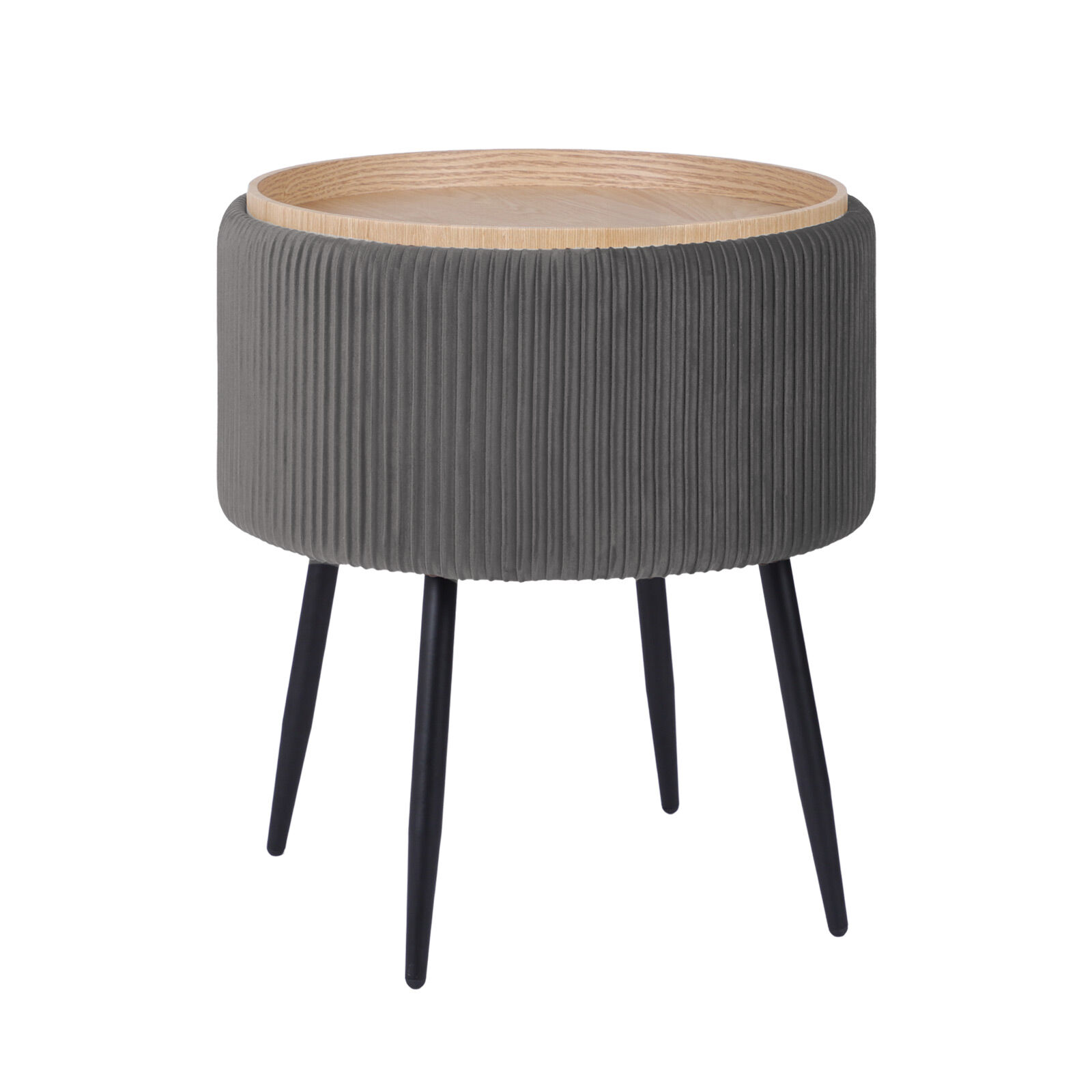 Side Table Storage Ottoman – Velvet Padded Stool Vanity Footstool CLEO GREY