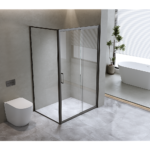 150mm Adjustable (2000x920mm) Single Door Corner Sliding Glass Shower Screen in Black