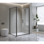 150mm Adjustable (2000x920mm) Single Door Corner Sliding Glass Shower Screen in Black