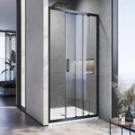 120-130cm Adjustable Wall to Wall Sliding Glass Shower Door in Black