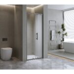 40mm Adjustable Contemporary Wall to Wall Black Sliding Shower Screen 116-120cm