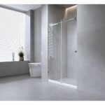 120cm Frameless Glass Sliding Shower Door – With Black Rail and Wall channel for Modern Bathrooms