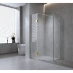 100cm Frameless Diamond Shower Screen – Black U-Brackets with SS Hinges for Modern Bathrooms