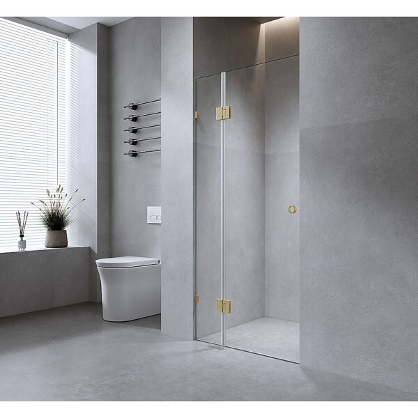 100cm Wall to Wall Frameless Shower Screen with Black Brackets and SS Hinges – Wall & Floor U Brackets