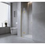 120cm Wall to Wall Frameless Shower Screen – Black Wall Channel with SS Hinges for Contemporary Style